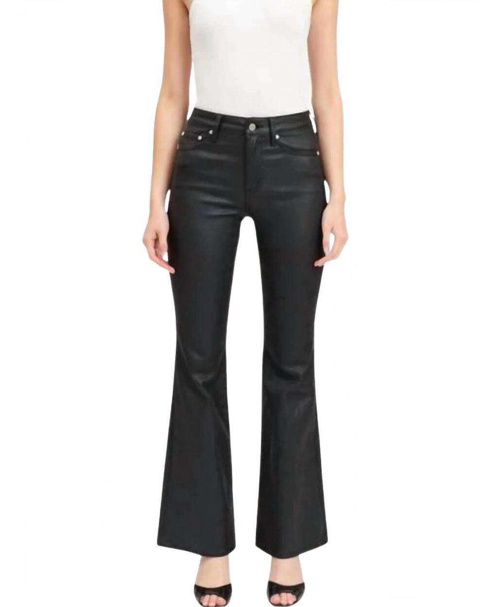 NEW DAZE heartbreaker flare denim pants in coated asphalt